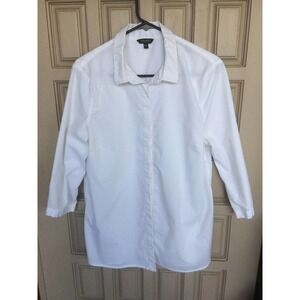 Bogari XXL Wht Cotton Collared Blouse Runs Small Pre-Owned